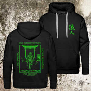 Black Premium Hoodie</br>Ronin Kanji & Warrior</br><sup>(with Words)</sup>