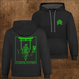 Contrast Hoodie</br>Sarge Stripes & Warrior</br><sup>(without Words)</sup>