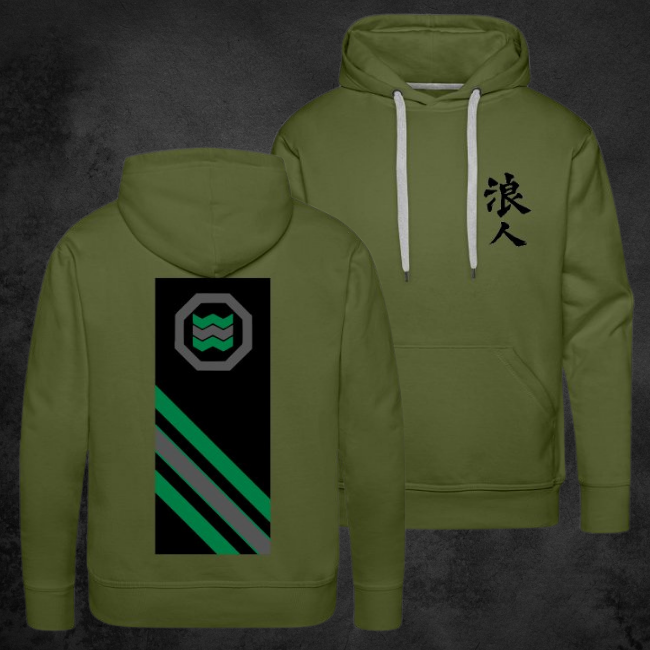 Green Premium Hoodie</br>Ronin Kanji & Clan Flag